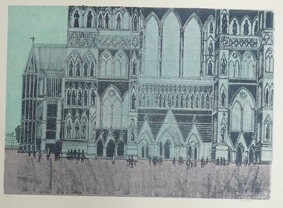 Robert Tavener (1920-2004), colour lithograph, ‘Salisbury Cathedral’, signed in pencil, limited edition 22/75, 54 x 72cm, unframed